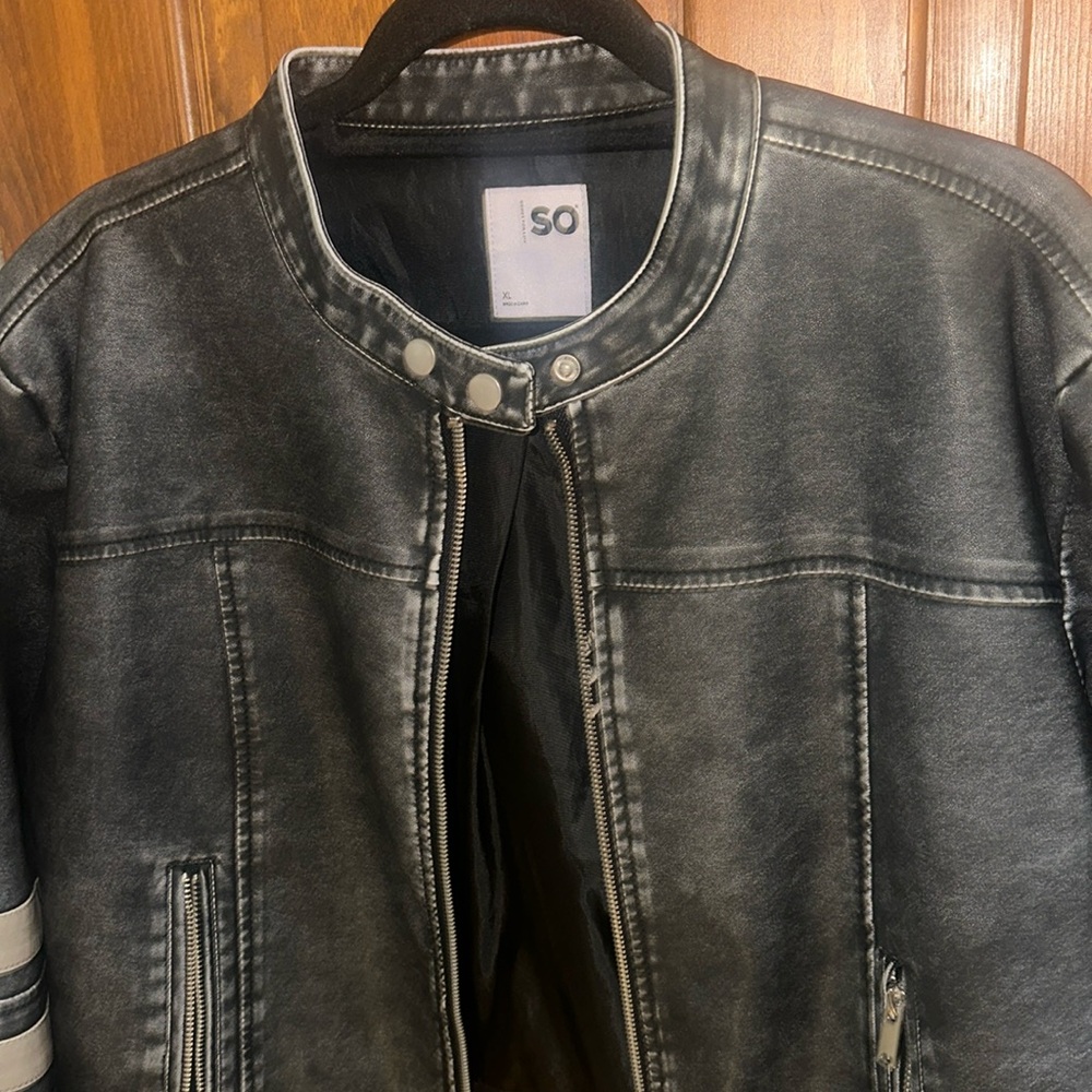 DISTRESS FAUX LEATHER RACER JACKET - Picture 2 of 4